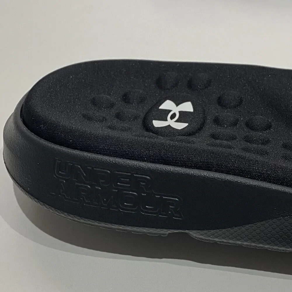 Under Armour UA Mens Ignite 7 Slide Sandal Size 17 Black Adjustable Strap Lounge